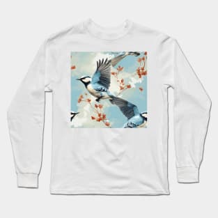 North American Birds - Bluejay Flying Long Sleeve T-Shirt